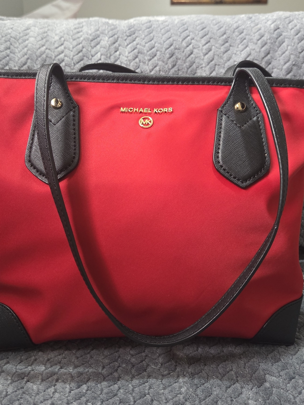 Michael Kors Eva Lightweight Nylon Gabardine Shoulder Bag Crimson Red